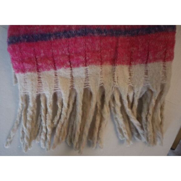 Free People Women's One Size Ivory Multi Striped Fringe Throw Blanket - Picture 5 of 7